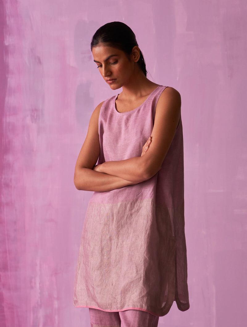 Keri Sleeveless Linen Kurta - Lavender