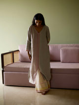 Ash Grey Shaza Linen Kurta with Fern Pants and Dupatta