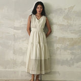 Aria Metallic Linen Dress - Ivory