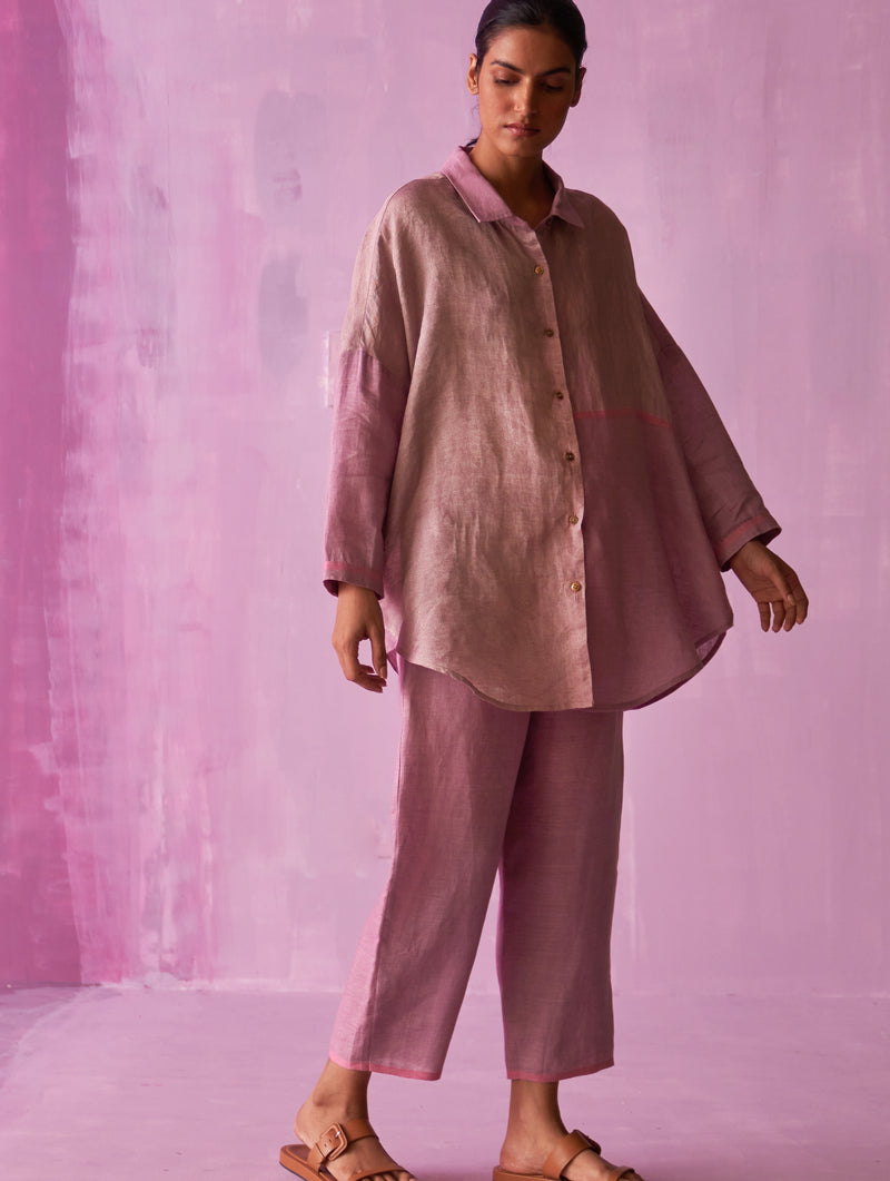 Zaha Metallic Linen Co-ord Set - Lavender