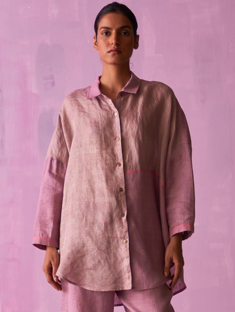 Zaha Metallic Linen Co-ord Set - Lavender