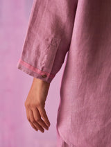 Zaha Metallic Linen Shirt - Lavender