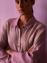 Zaha Metallic Linen Shirt - Lavender