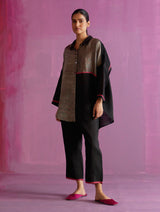 Zaha Metallic Linen Co-ord Set - Black