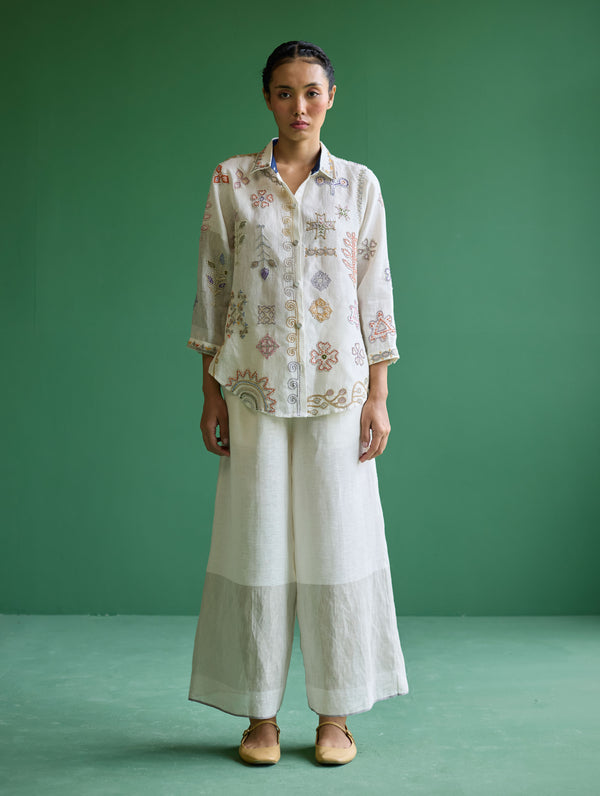 Tansa Hand-Embroidered Co-ord Set - Ivory