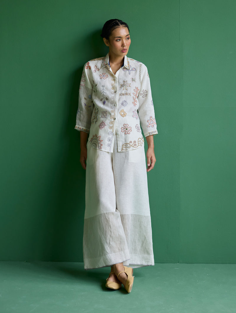 Tansa Hand-Embroidered Co-ord Set - Ivory