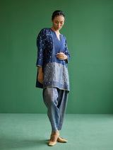 Zang Metallic Linen Salwar Pant - Navy