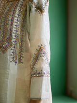 Rida Hand-Embroidered Kurta Set - Ivory