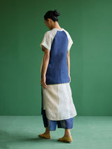 Nila Color-Blocked Metallic Linen Kurta - Ivory