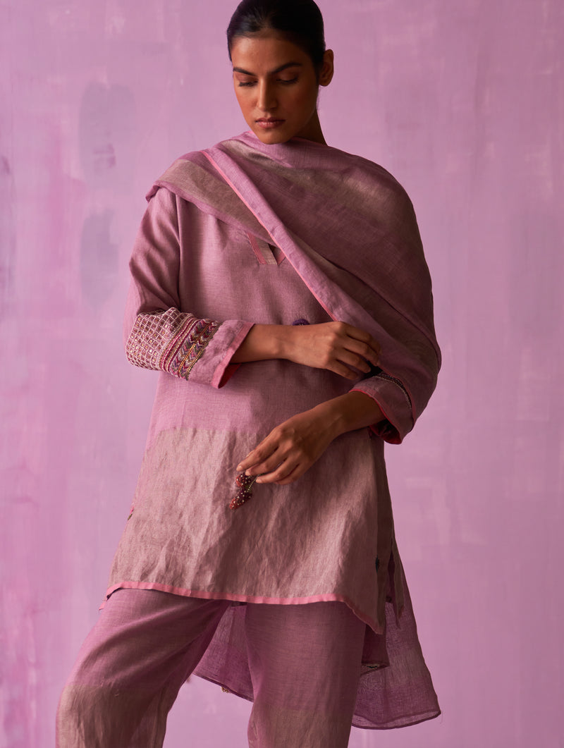 Cyra Hand-Embroidered Kurta Set - Lavender