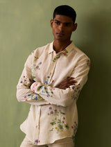 Kazu Botanical Linen Shirt - Ivory