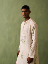 Hachi Botanical Linen Kurta Set - Ivory