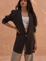 Maya Linen Dress with Jacket - Charcoal