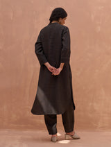 Kisa Hand-Embroidered Kurta - Charcoal