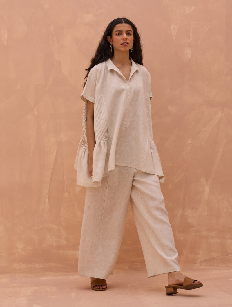 Bonnie Pleated Linen Co-ord Set - Off White