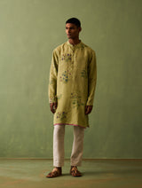 Hachi Botanical Linen Kurta - Fern