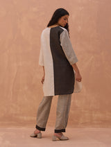 Pera Color-Blocked Kurta - Charcoal