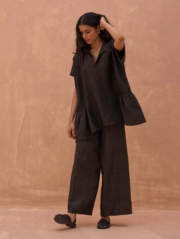 Liz Linen Pant - Charcoal