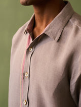 Jiro Border Linen Shirt - Ash