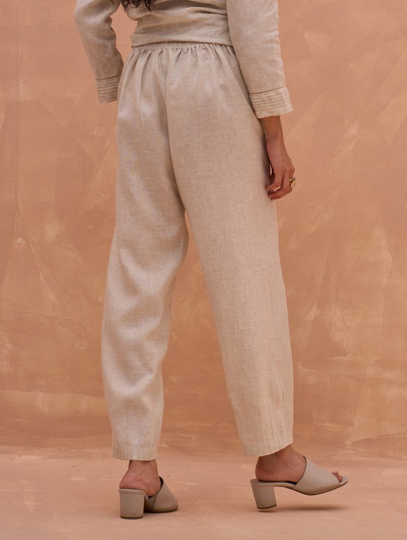 Nena Pintuck Linen Pant - Off White