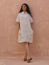 Runa Linen Shift Dress - Off White