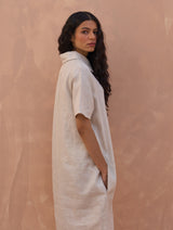 Runa Linen Shift Dress - Off White