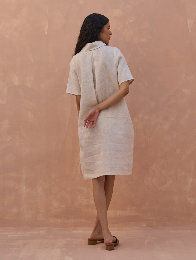 Runa Linen Shift Dress - Off White