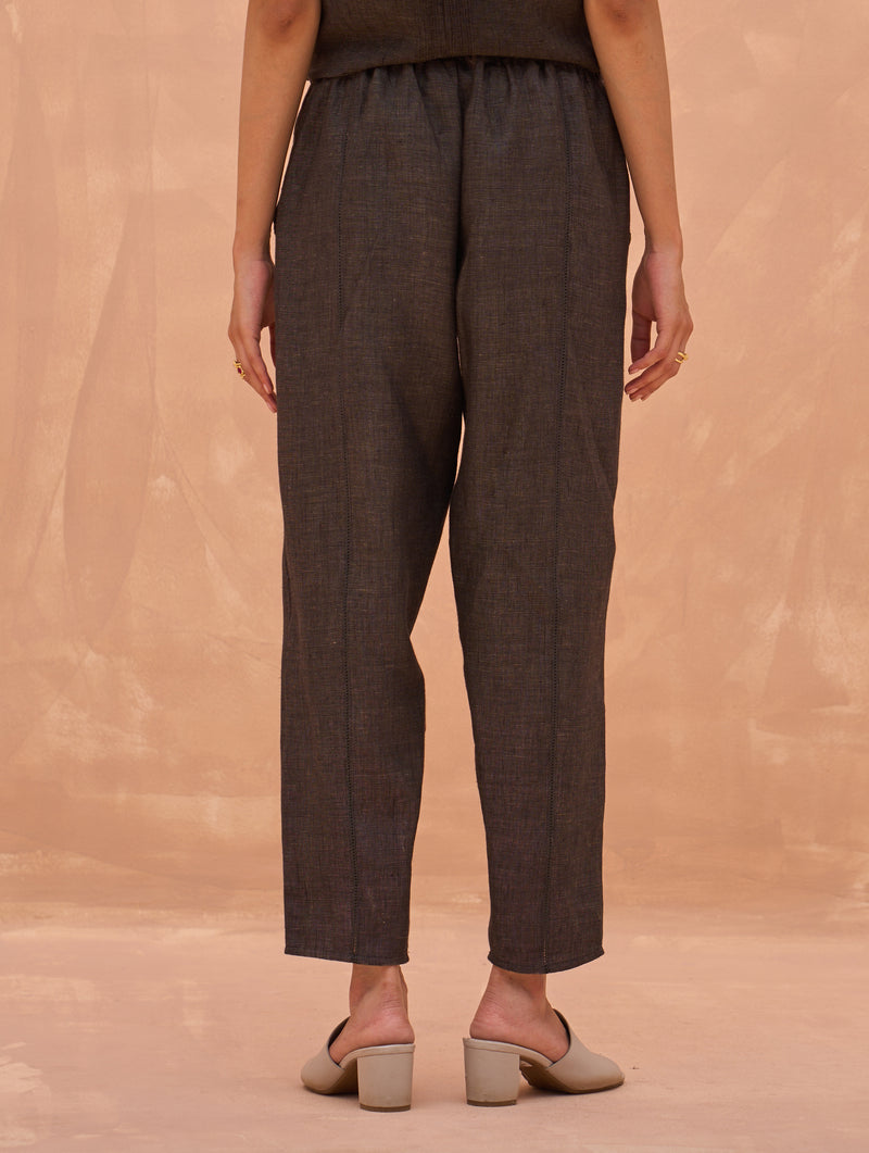 Carmen Tapered Linen Pant - Charcoal