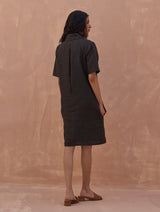 Runa Linen Shift Dress - Charcoal