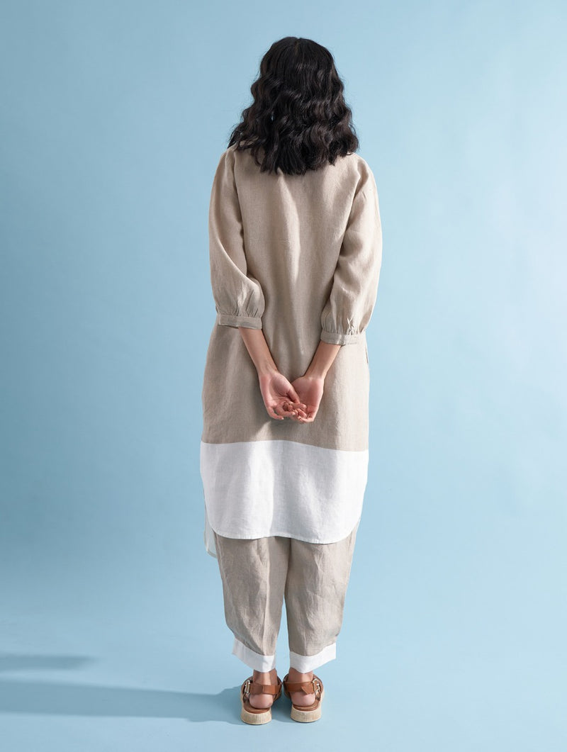 Kaori Color-Blocked Kurta - Dawn