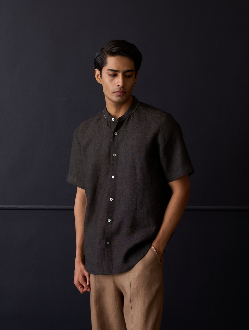 Taro Linen Shirt - Charcoal