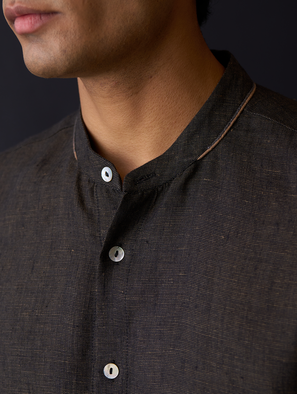 Taro Linen Shirt - Charcoal