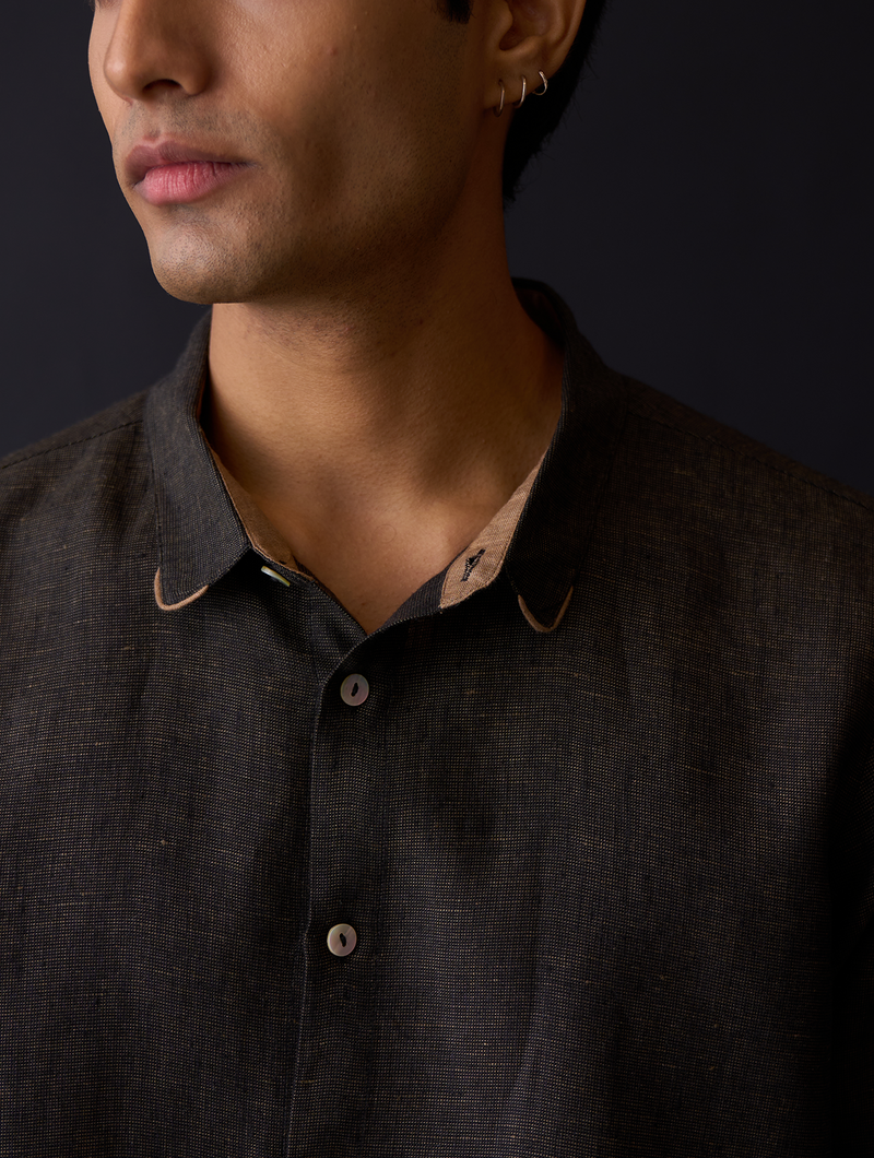 Koji Linen Shirt - Charcoal