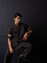 Sid Linen Kurta - Charcoal