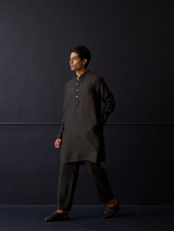 Sid Linen Kurta - Charcoal