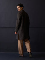 Sid Linen Kurta - Charcoal