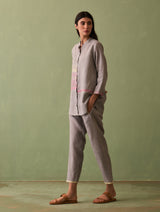 Resa Border Linen Shirt - Ash