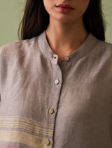 Resa Border Linen Shirt - Ash