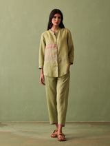 Resa Border Linen Co-ord Set - Fern