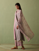 Sera Botanical Linen Dupatta - Ash