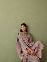 Sera Botanical Linen Dupatta - Ash