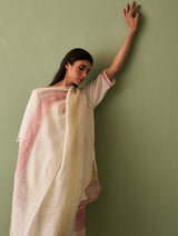 Riko Border Linen Dupatta - Ivory