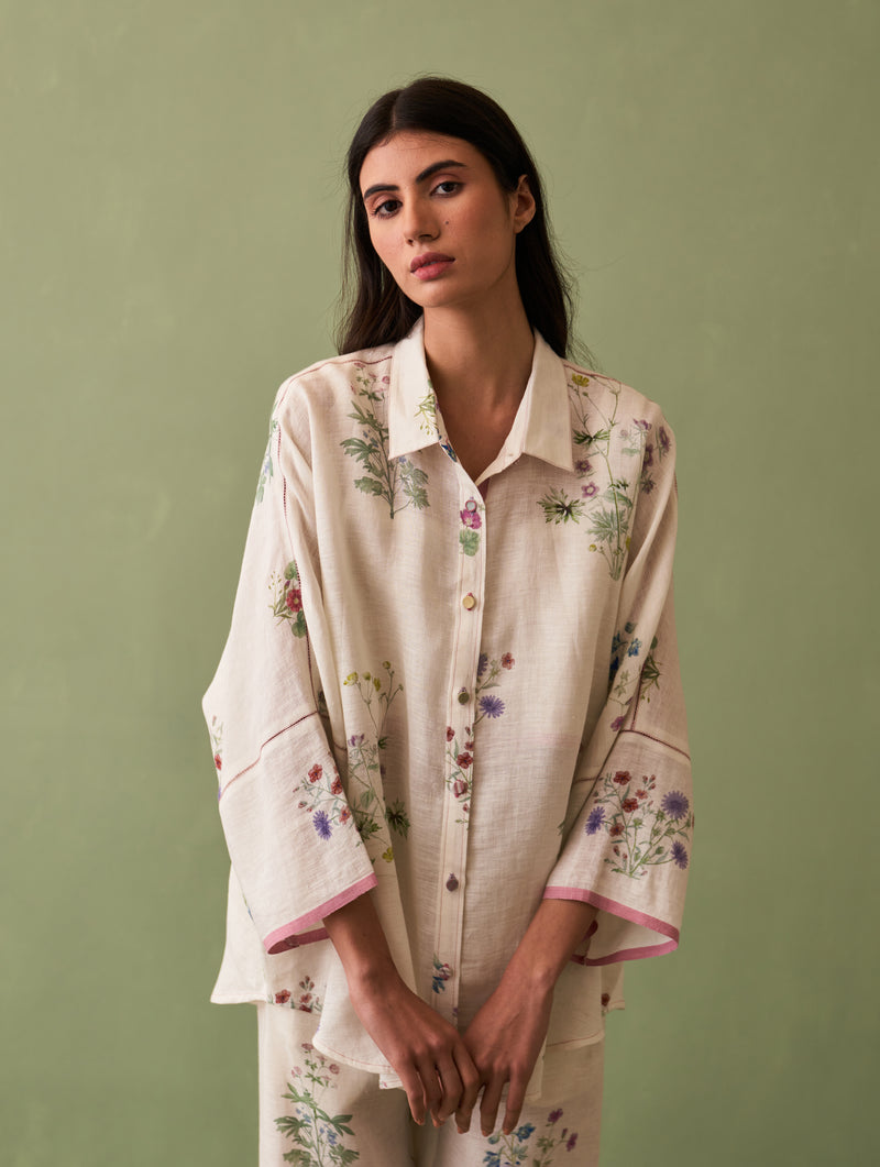 Mira Botanical Shirt - Ivory