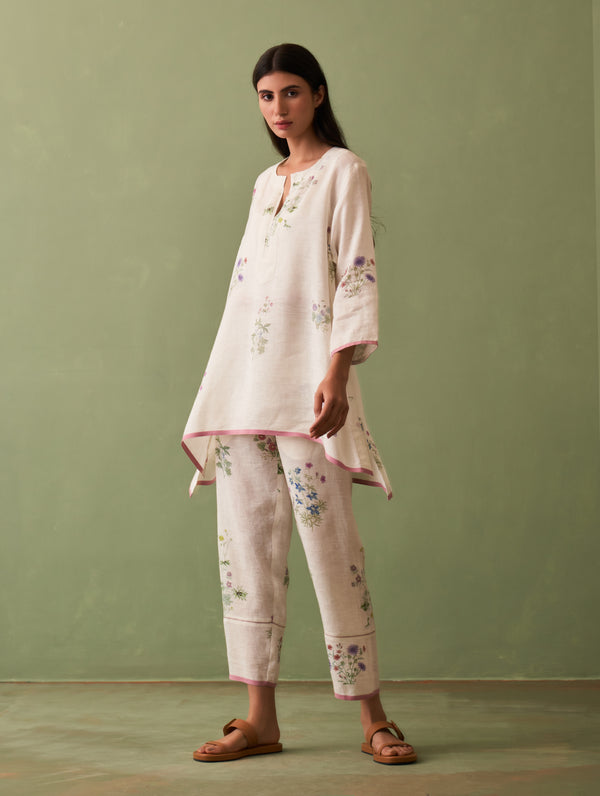 Rina Botanical Kurta Set - Ivory