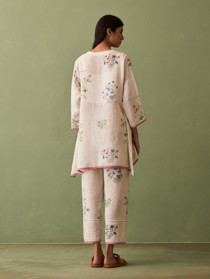 Rina Botanical Kurta Set - Ivory