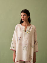 Rina Botanical Kurta - Ivory