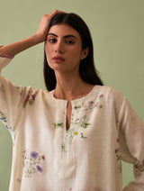 Rina Botanical Kurta - Ivory