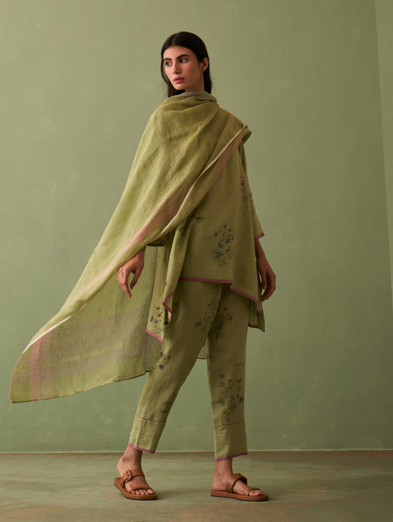 Rina Botanical Kurta Set - Fern