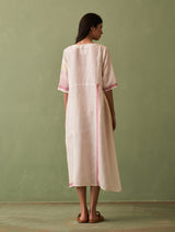 Nia Stripe Linen Dress - Ivory