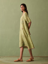 Kanami Botanical Linen Dress - Fern